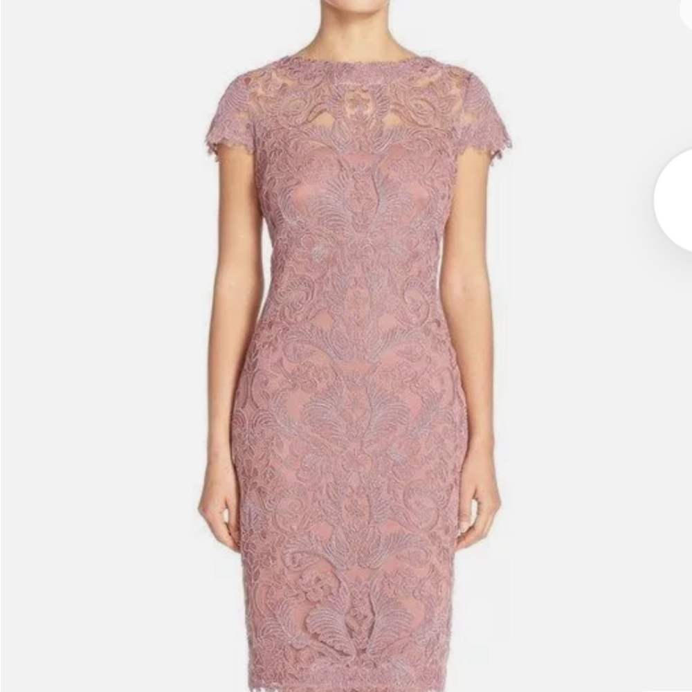 Tadashi Shoji cocktail dress pink embroidered size 4, new with tags formal wear